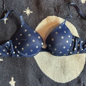 PINK Victoria's Secret Navy Polka Dot Bra